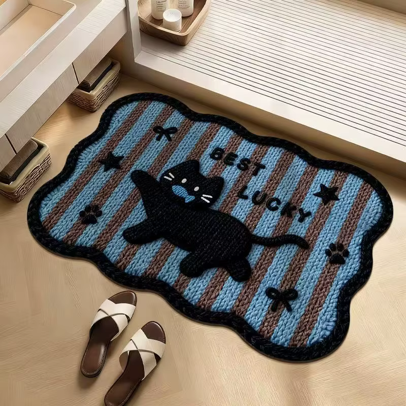 VIKAMA mignon salle de bain tissage tapis maison toilette Absorption d'eau séchage rapide tapis port