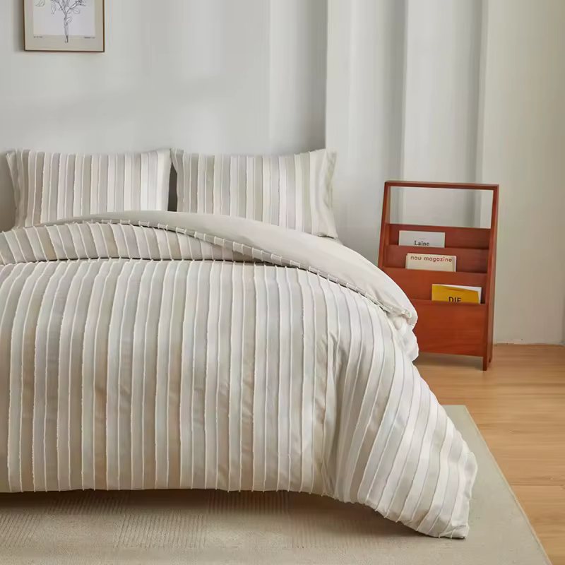 2/3 pièces nouveau ensemble de housse de couette Polyester mode coupe rayure housse de couette + tai