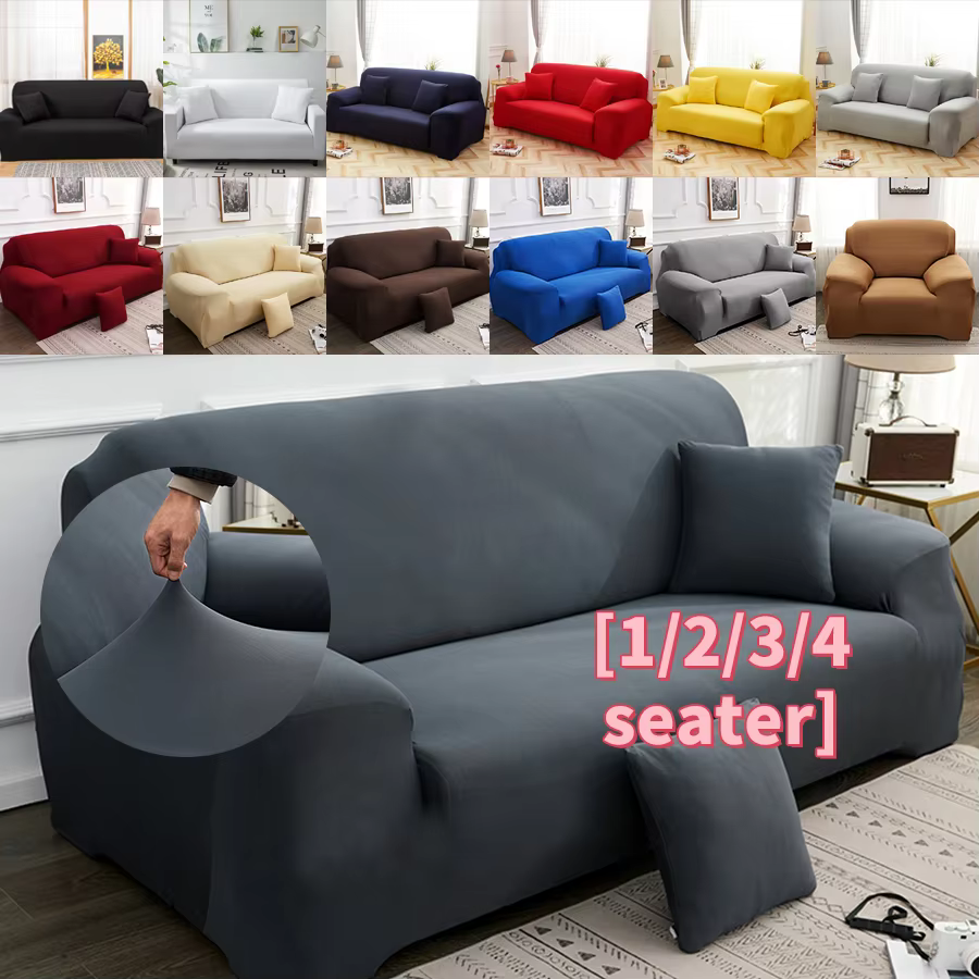 Housse de canapé en fausse soie de lait, couleur unie, haute élasticité, facile à installer, tissu r