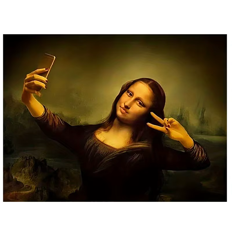 Impression sur toile du portrait de Mona Lisa, peinture amusante, affiche d'art mural, décoration mi