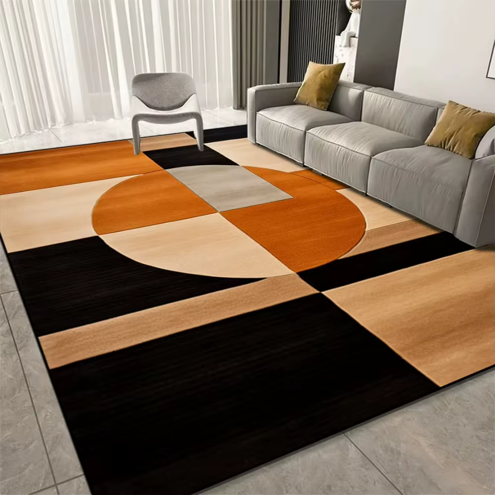 Tapis de luxe imprimé géométrique Orange, décor de salon, de canapé, de chambre à coucher, de chevet