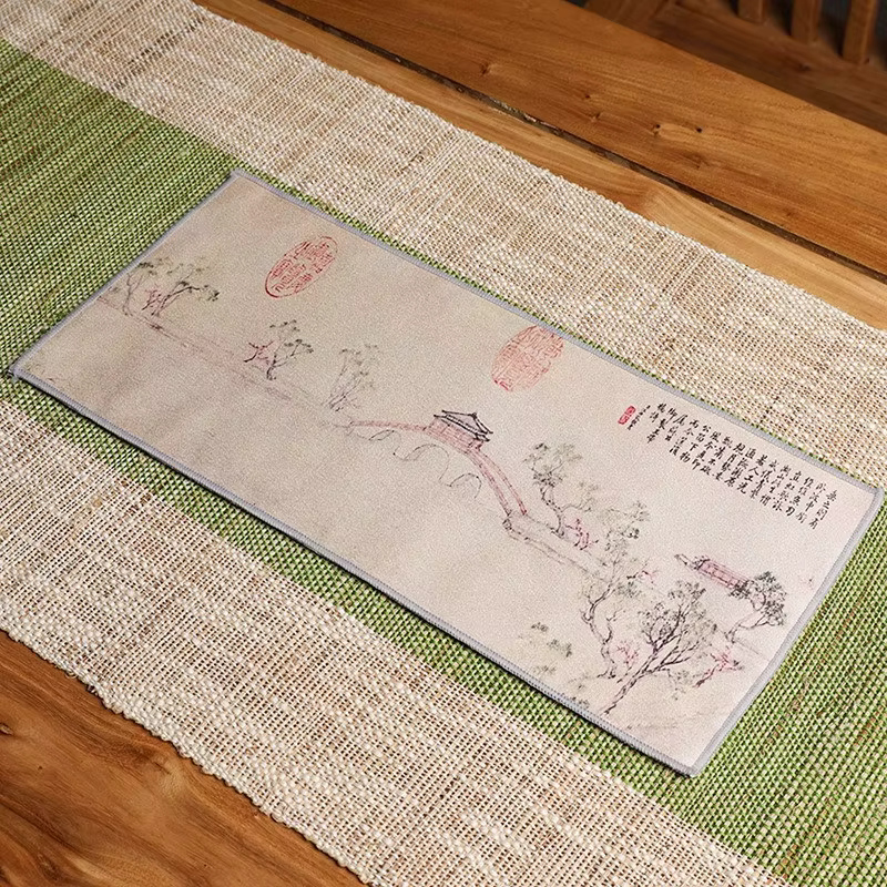 1 pièce 16x36cm Nappe de table de salle à manger, Tapis de thé en suède absorbant l'eau, créatif, st