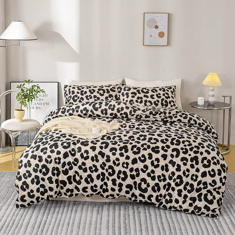 Ensemble de housse de couette imprimée léopard, 3 pièces (1 housse de couette + 2 taies d'oreiller, 