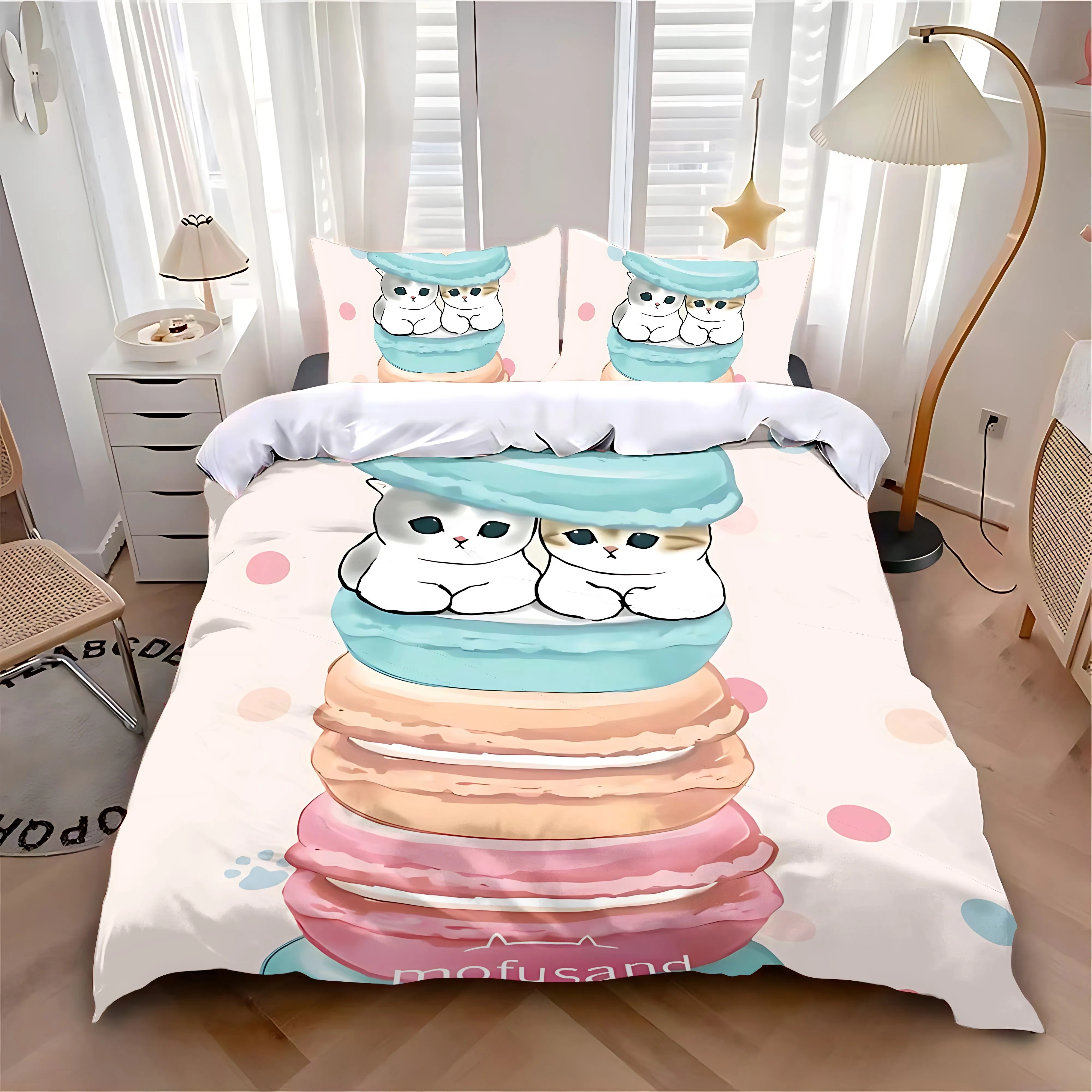 Nouveau housse de couette taie d'oreiller ensemble de literie chaud mignon m-mofusands adulte garçon