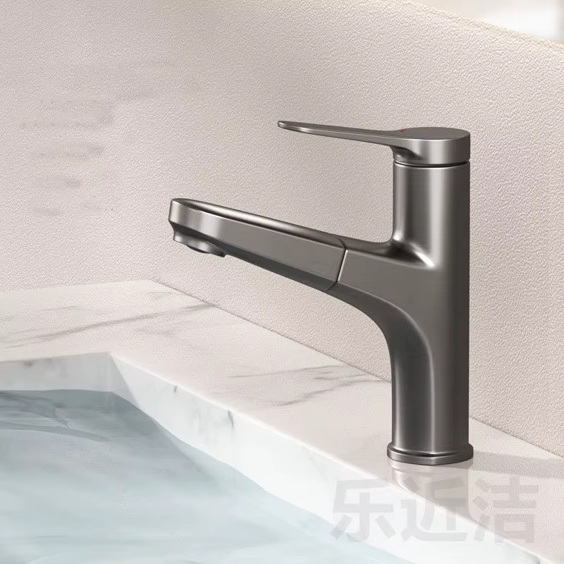 Robinet de lavabo de salle de bains, robinet extractible blanc, eau chaude et froide, mitigeur d'évi