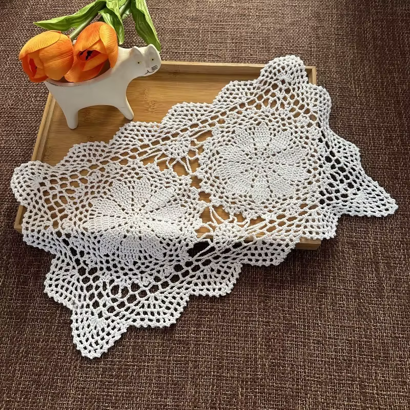Set de table rectangulaire en crochet fait main – Style scandinave et américain, coton, 27x43 cm pou