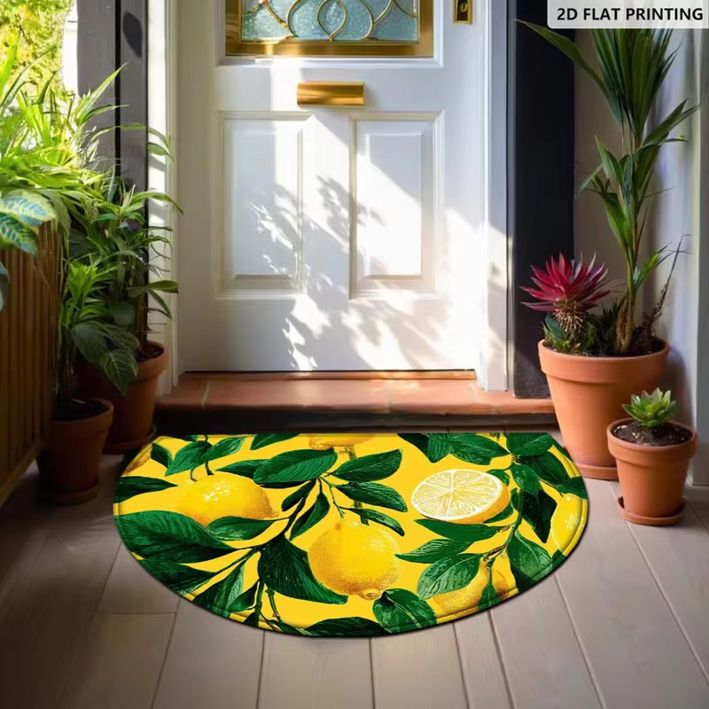 Tapis de sol rectangulaire imprimé à motif citron, adapté aux cuisines, couloirs, chambres à coucher