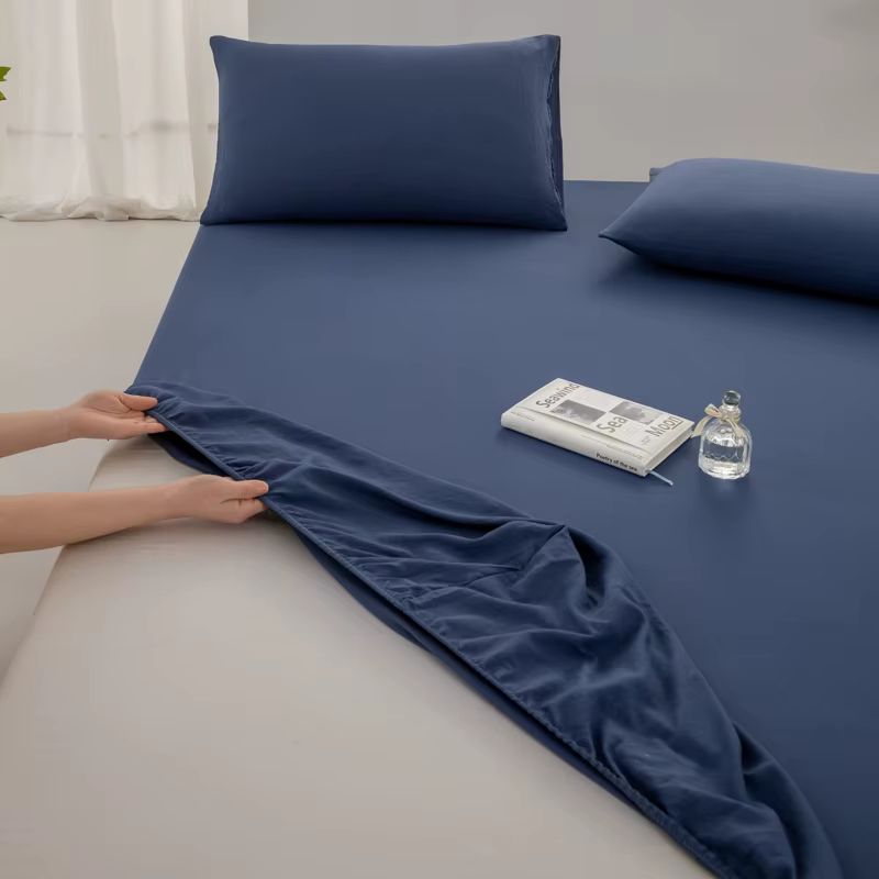 Drap-housse 100 % coton de haute qualité, doux et respirant, avec élastiques, pour lit simple/double