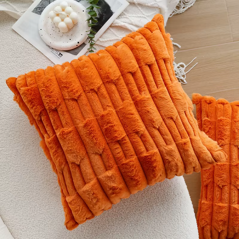 CANIRICA housse de coussin Coussion peluche Orange Super doux 30x50 cm hiver essentiel pour salon ca