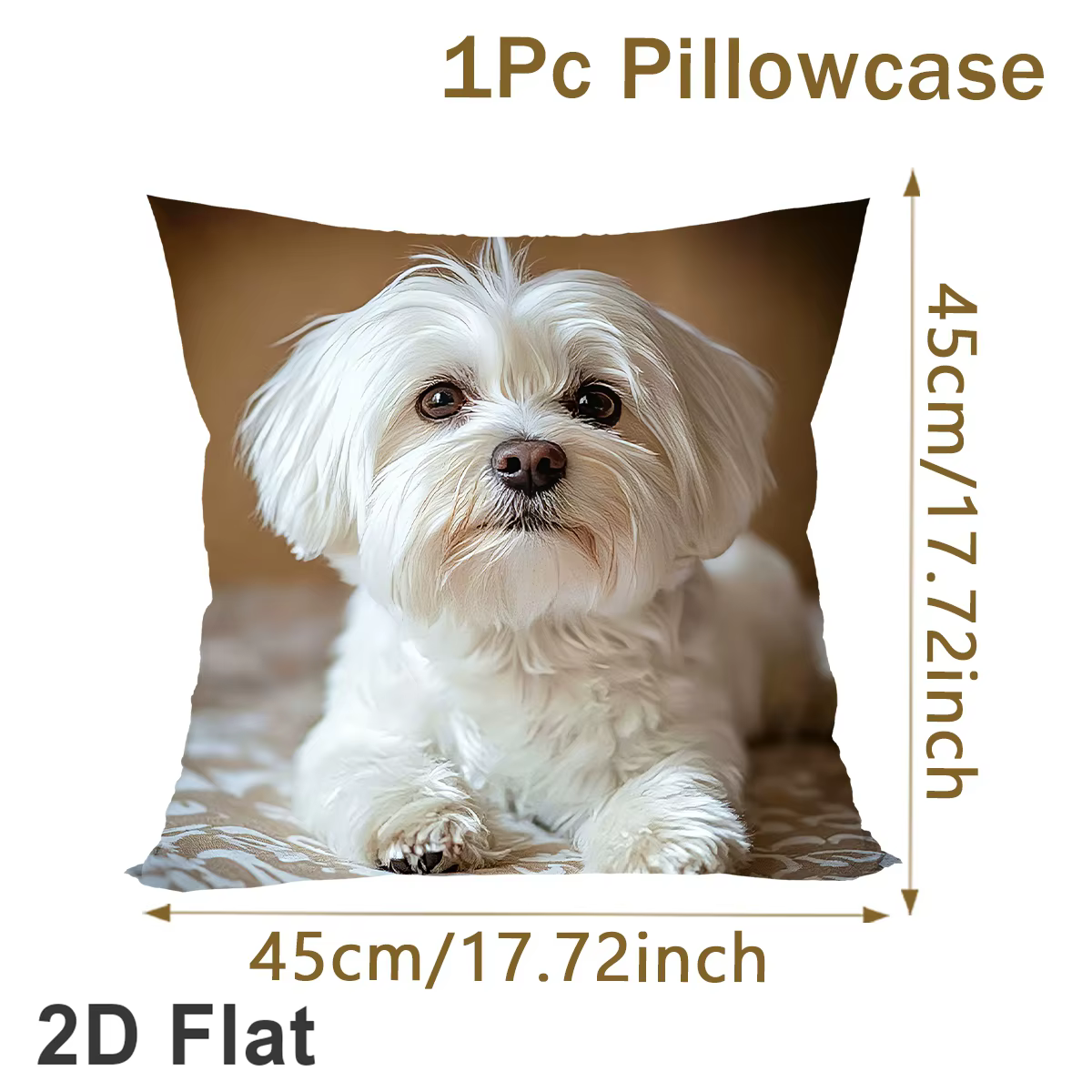 Housse de coussin pour chien, 1 pièce, motif petit chien blanc, housse de coussin en polyester, adap