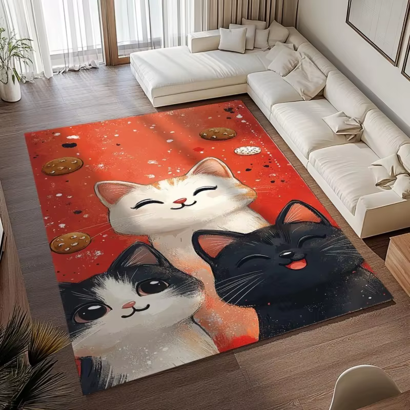 Tapis d'entrée en feutre grand format à motif mosaïque imitation pierre, antidérapant et imperméable