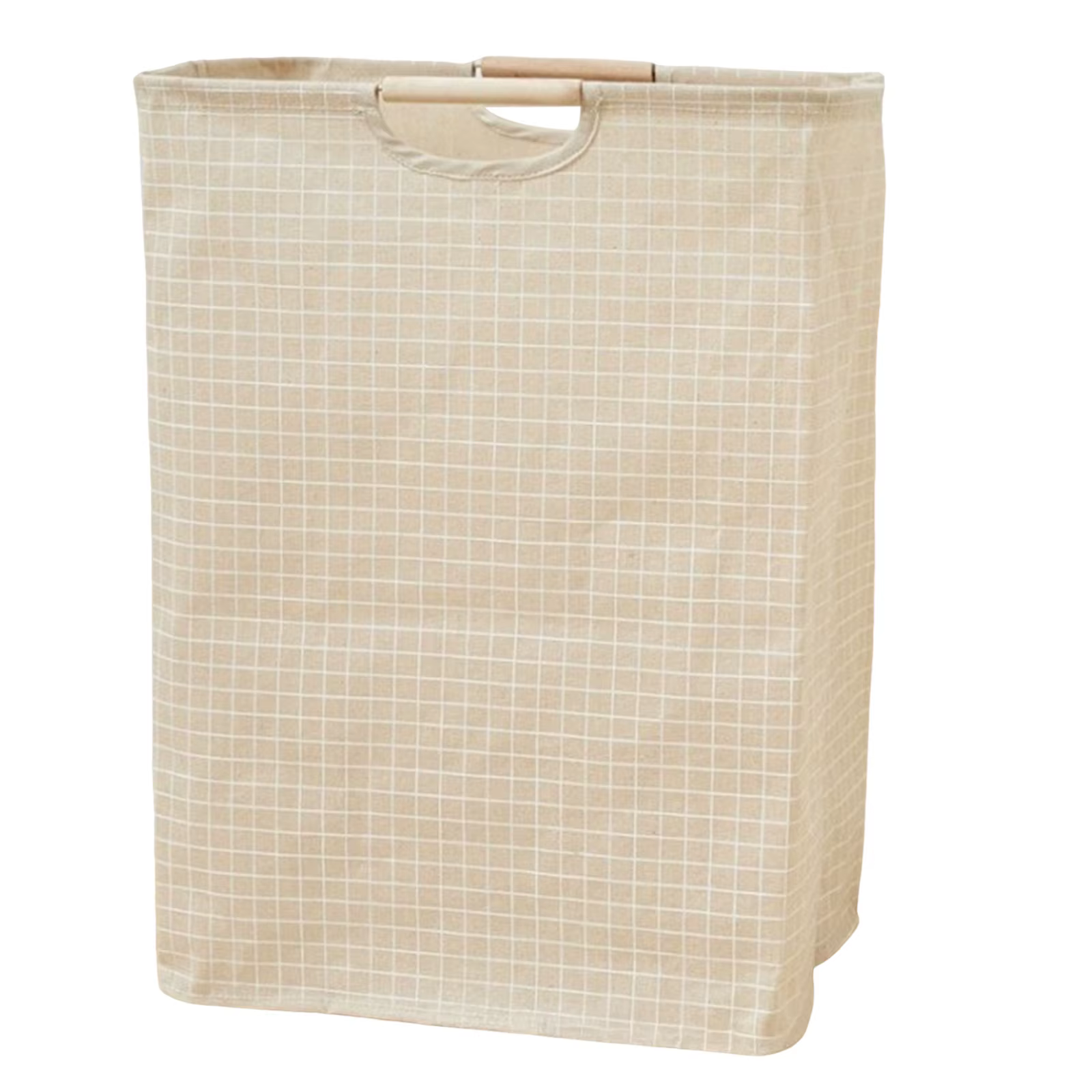 Panier à linge en coton et lin pliable avec doublure imperméable et poignées en bois pour chambre, s