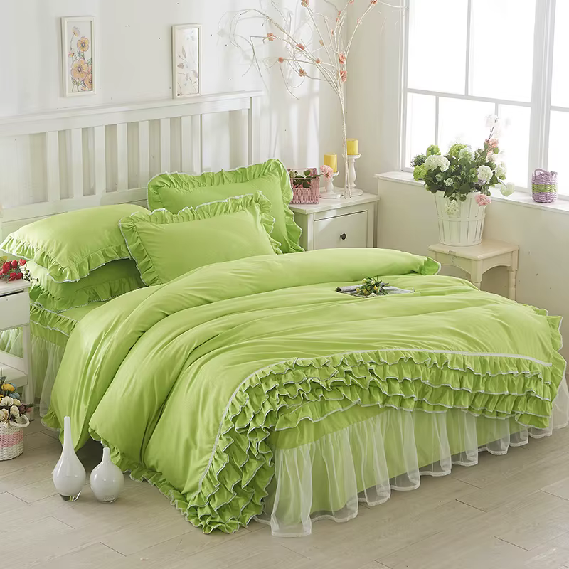 Ensemble de housse de couette et taie d'oreiller princesse coréenne pour fille et femme, couvre-lit 