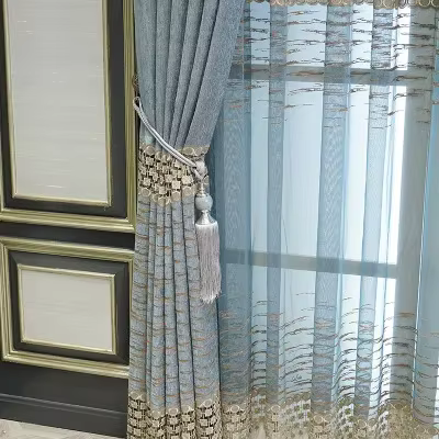Rideau Soluble dans l'eau pour salon et chambre à coucher, Chenille brodée ajourée, Style européen, 