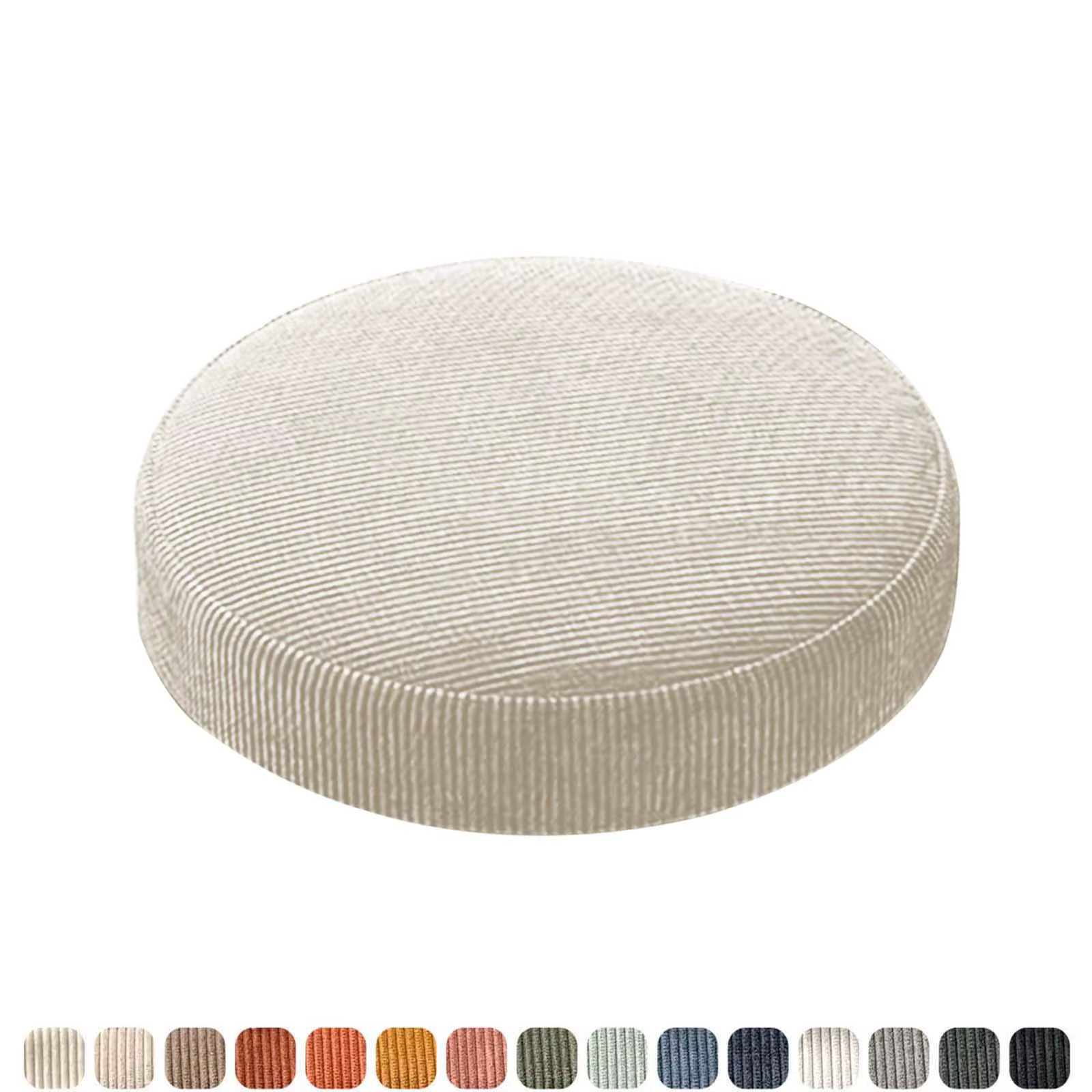 Coussin rond pour chaise en tissu velours côtelé, lavable, avec fermeture éclair, pour chaise de Bar