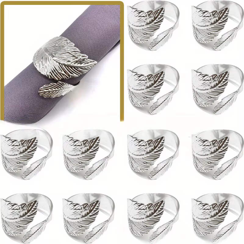 Anneaux de serviette dorés, ronds de serviette en métal brillant, ensemble de 12, décor de table en 