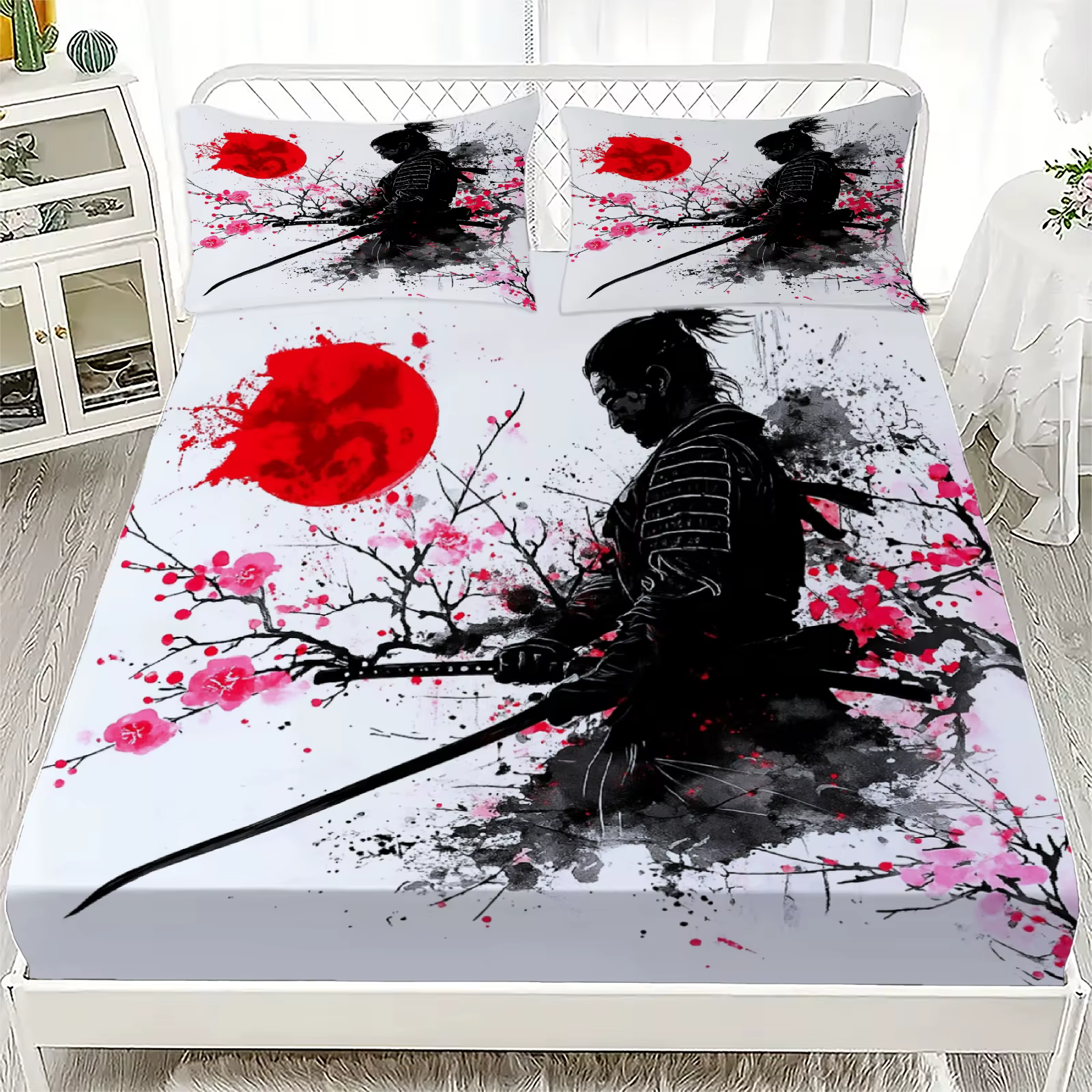 Drap de lit de Style japonais, drap-housse doux à impression numérique sans taie d'oreiller, décorat
