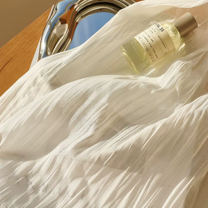Rideau de gaze translucide en lin japonais, blanc chaud, pour salon, chambre à coucher, rideaux déco