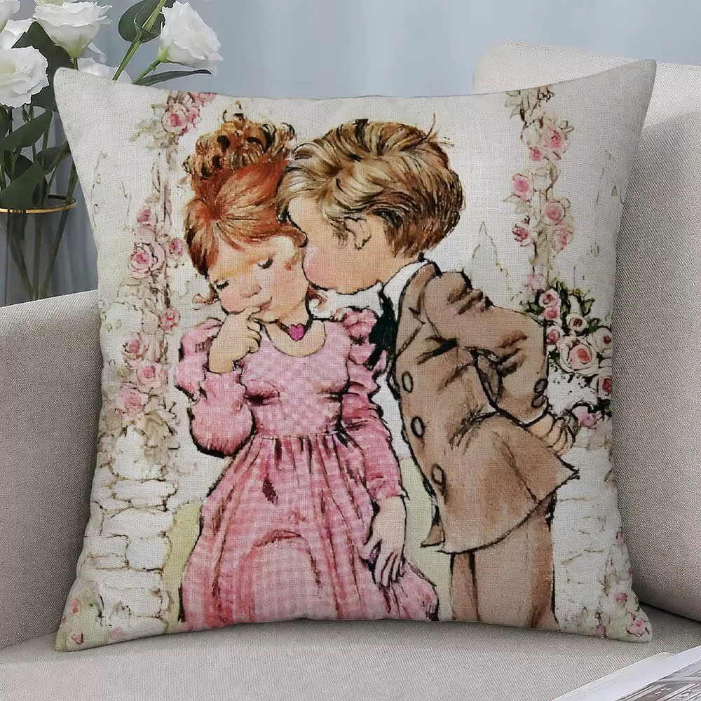 Housse de coussin Singer Sarah Kay, housse de coussin en lin naturel respirant, taie d'oreiller déco
