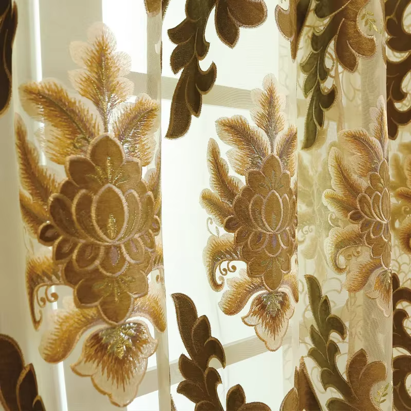 Nouveaux rideaux de luxe européens pour salon chambre balcon rideaux brodés en Chenille taille perso