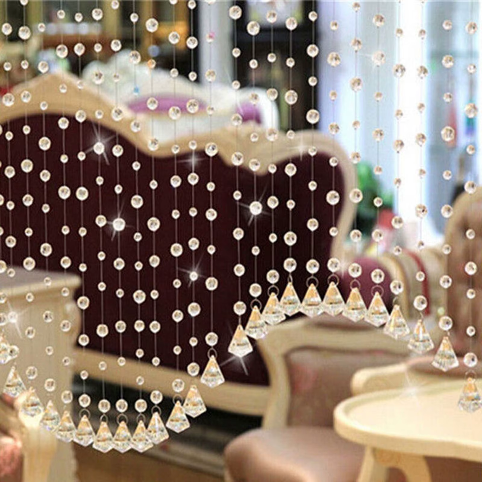 Rideau décoratif à perles de cristal, rideau suspendu pour salon, rideau de décoration pour mariage 