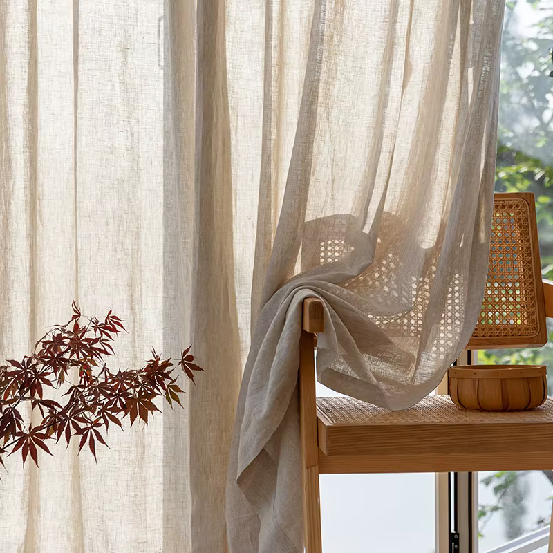 Rideau en lin 100% rustique Boho, rideau en lin naturel pour chambre à coucher, salon, ferme, rideau
