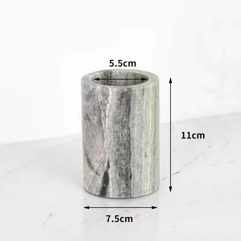 Ensemble de salle de bains en marbre naturel vert émeraude, porte-savon de luxe, cotons-tiges, pot d