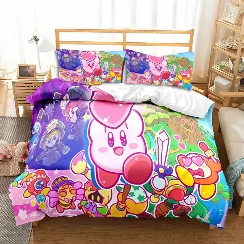 Housse de couette Cartoon Star Allies K-Kirby, taie d'oreiller, ensemble de literie, décoration de c