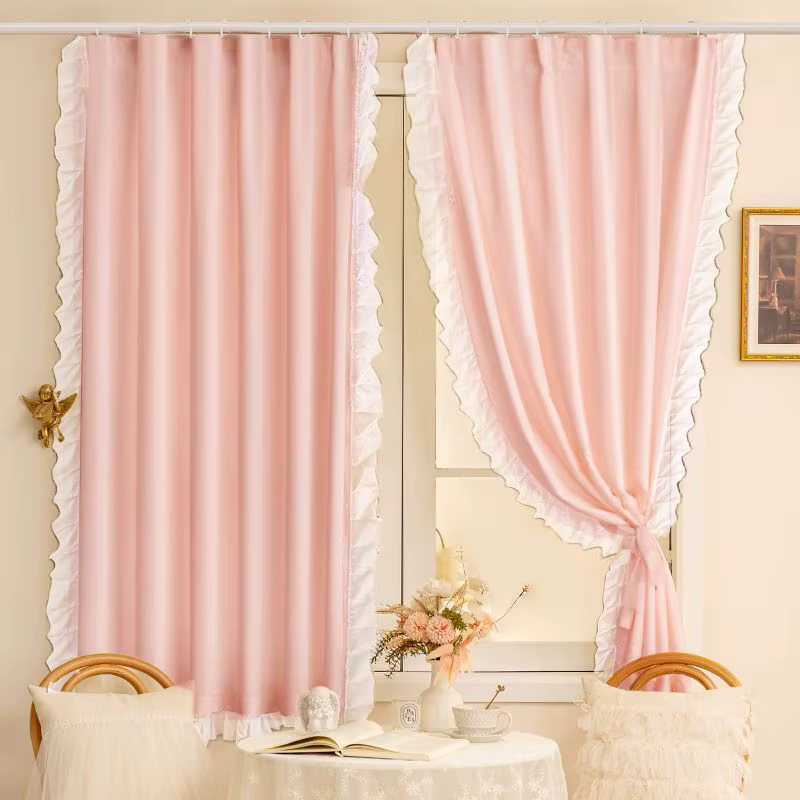 Rideaux pour décoration de fenêtre de chambre à coucher, rideaux en dentelle, doubles couches suspen