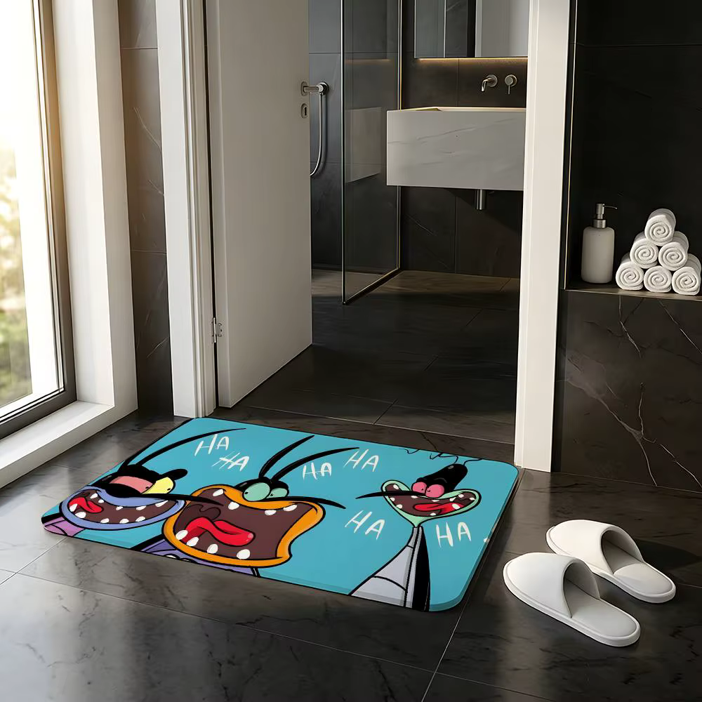 ANIME O-Oggy and the Cockroaches Tapis de sol absorbant, tapis d'entrée antidérapant pour salles de 