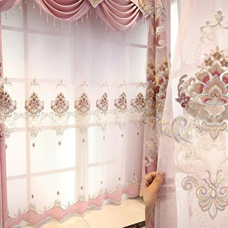 Rideaux occultants style princesse, luxe européen simple, broderie nordique ajourée pour salon, sall
