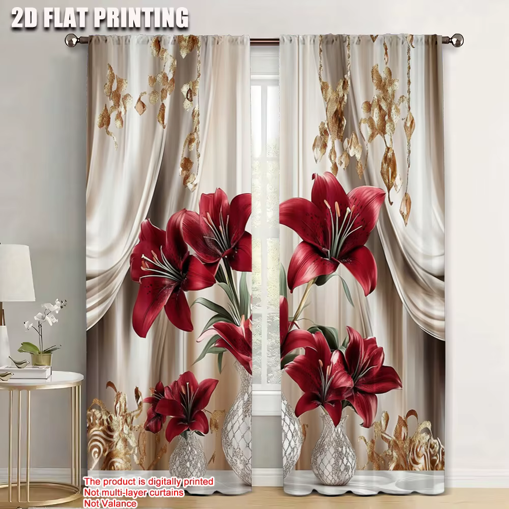 Rideaux en tissu Polyester polyvalent à fleurs, sans électricité, pour fête d'anniversaire, décorati
