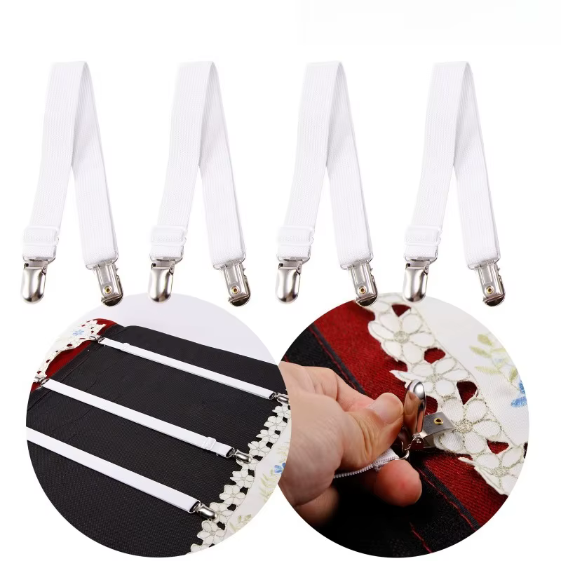 Lot de 4 attaches élastiques pour draps de lit, fixations d'angle réglables pour housses de matelas,