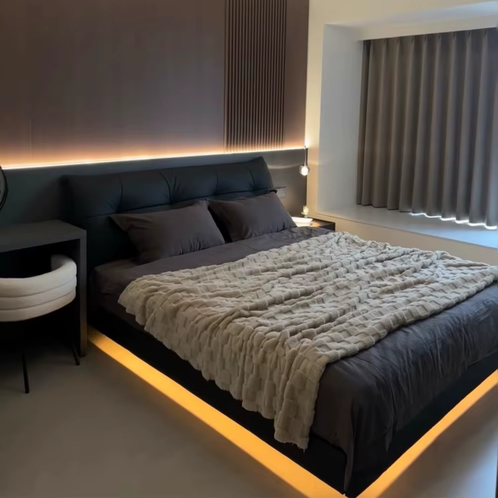 Hôtel adultes lits 180X200 tête de lit Table de chevet rembourrage lits français moderne Mobili Per 