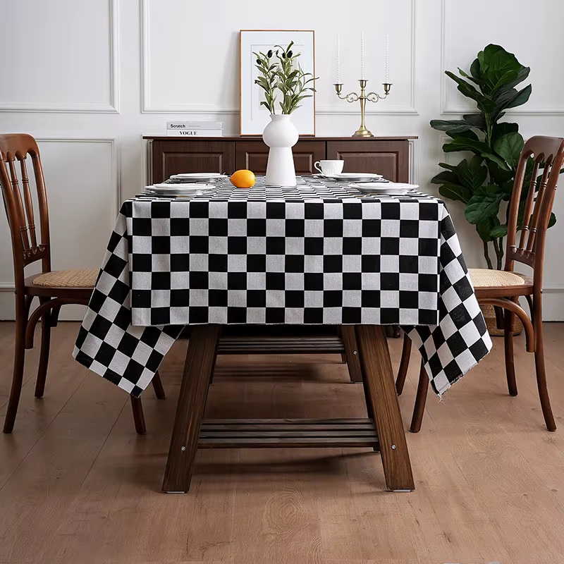 Nappe de Table à grille en damier classique, Art nordique Simple, rectangulaire, décoration de burea