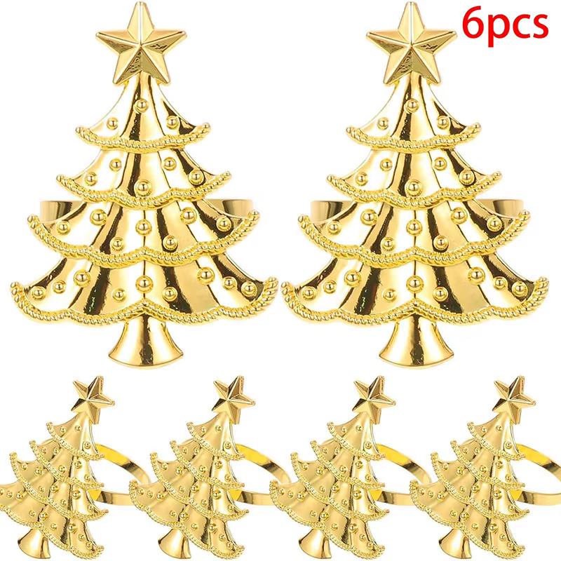 Anneaux de serviette de noël, ornements d'arbre de noël, décor de Table de dîner de cuisine à domici