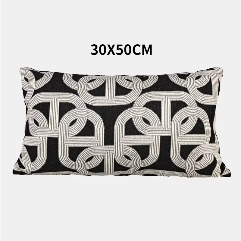 Juste de coussin brodée jacquard rétro, taie d'oreiller décorative pour la maison, design simple fac
