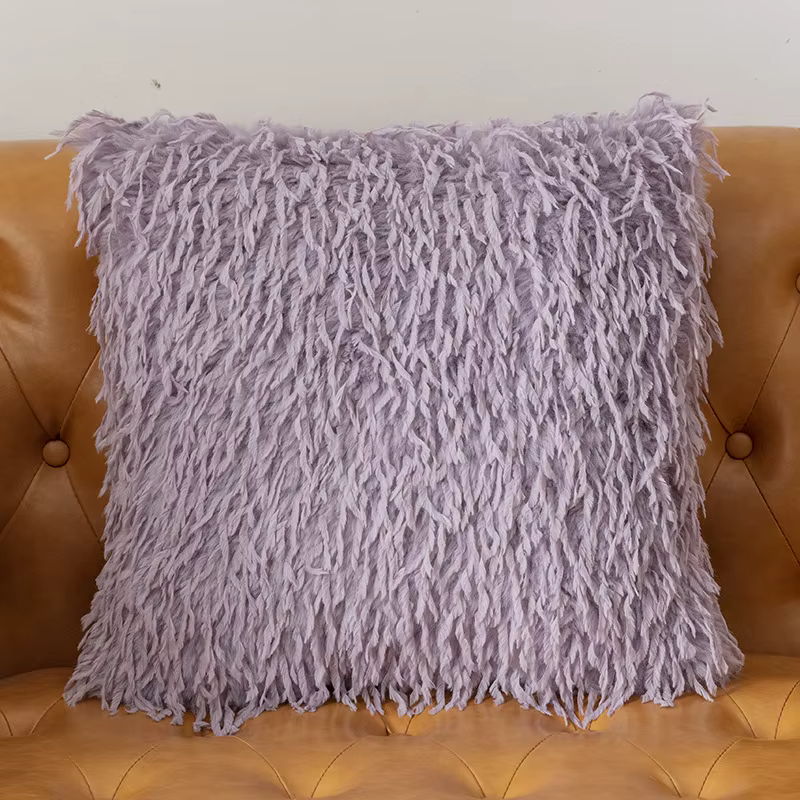 Juste de Coussin en Fausse Fourrure Douce et Confortable, 18x18 Pouces, 12x30 Pouces, Gris, Ivoire, 