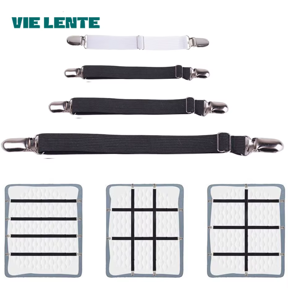 Bande de fixation élastique pour drap de lit, 4 pièces/ensemble, pinces pour drap de lit, ceinture r