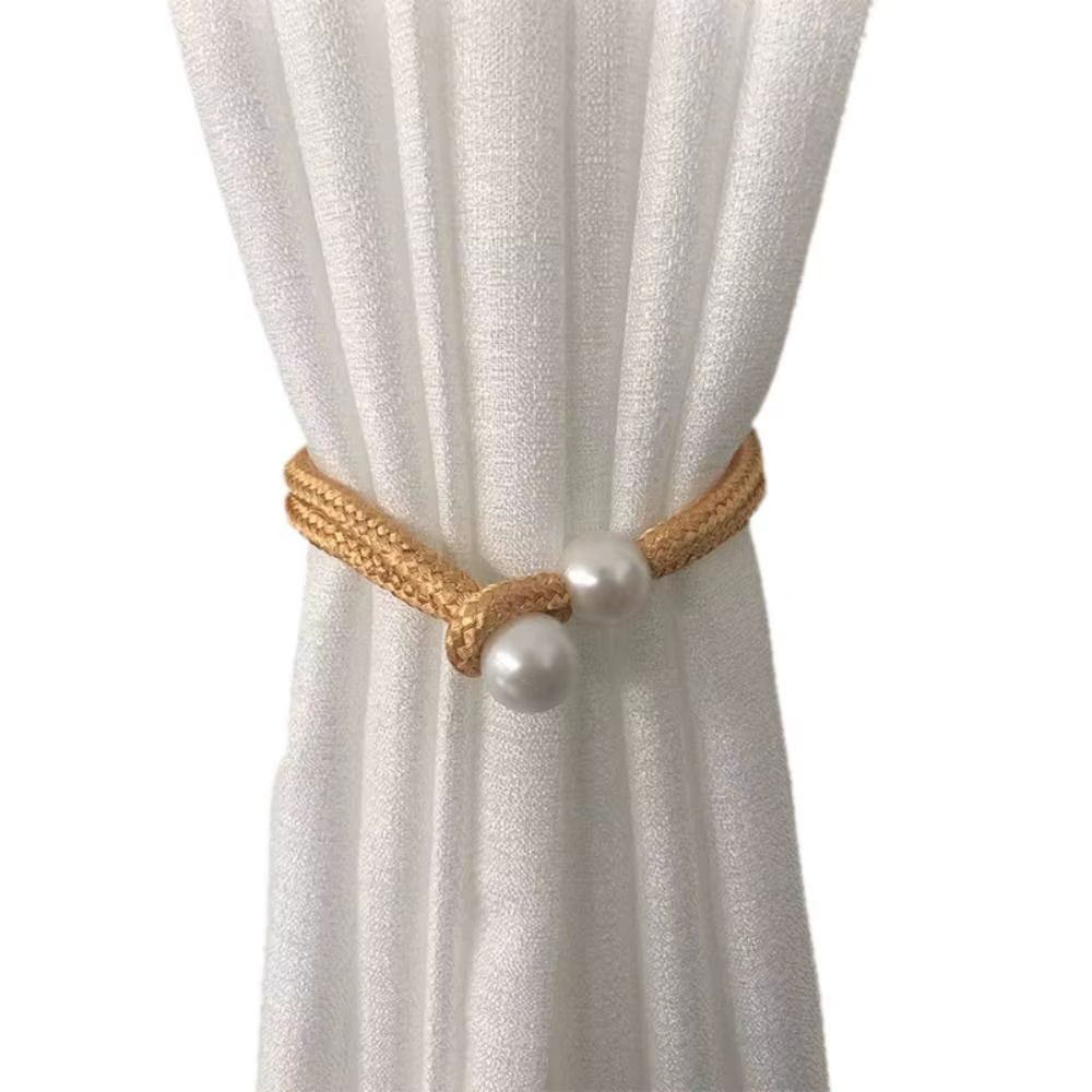 Attache de rideau en perles avec sangle de traction, fixation sans installation, longueur réglable l
