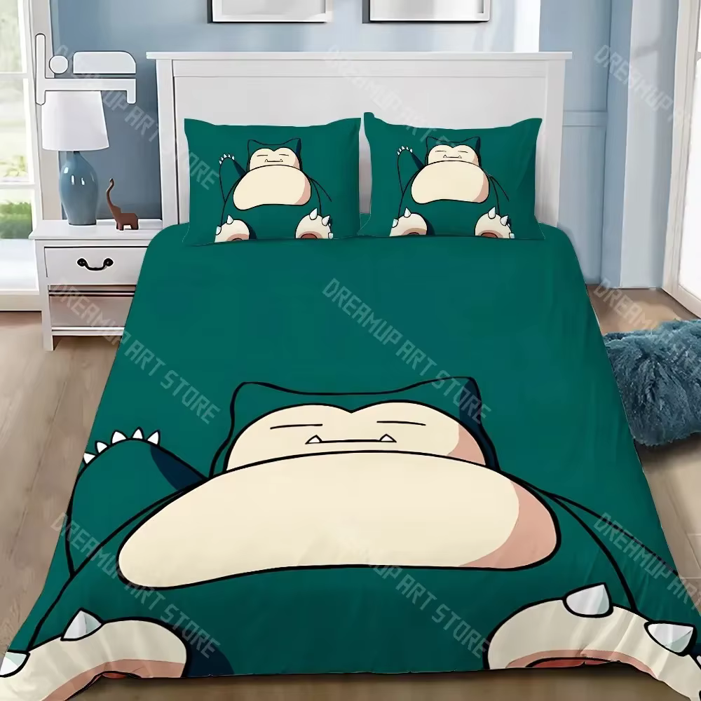 Housse de couette et taie d'oreiller, dessin animé, ensemble de literie, Kawaii ronflex, pour adulte