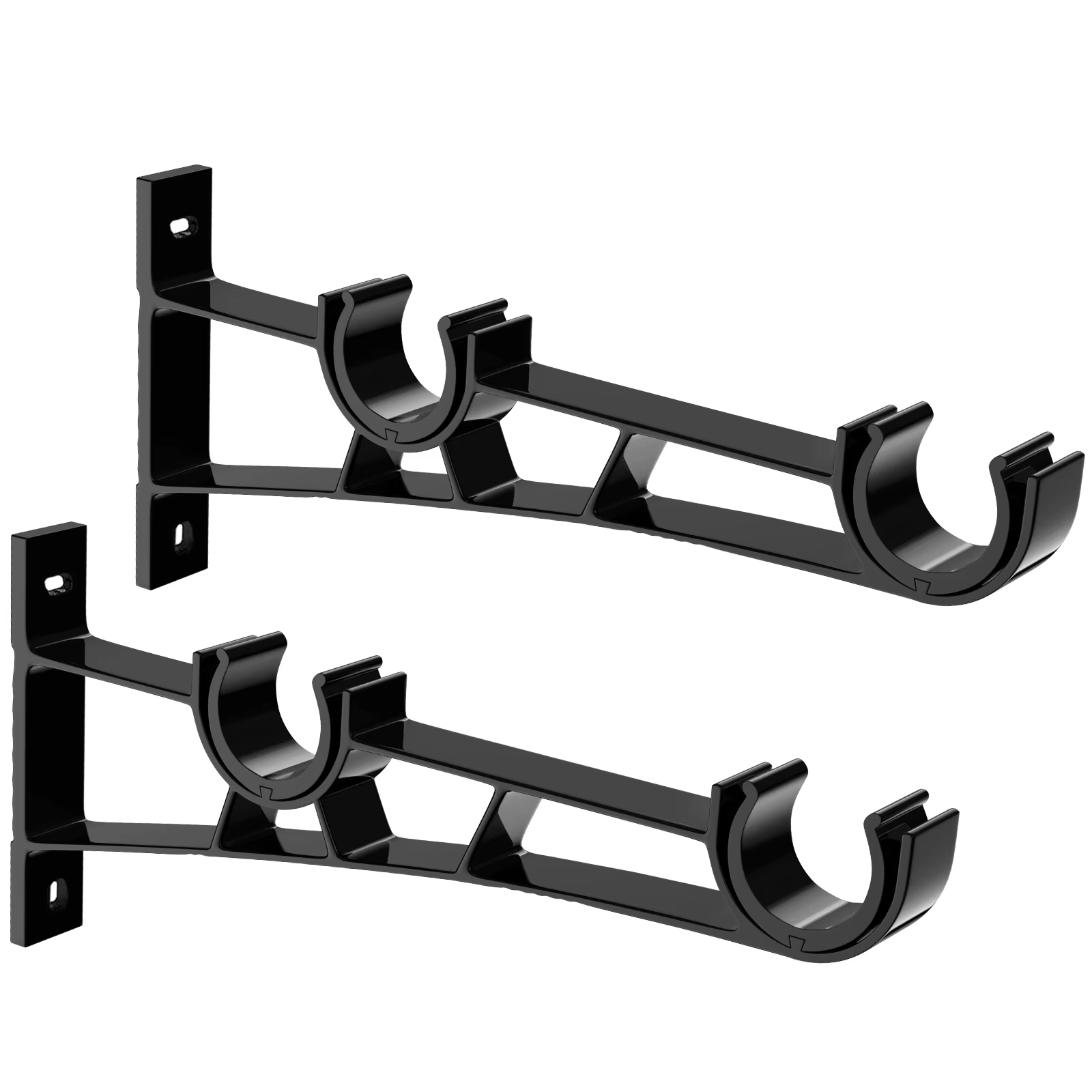 Support de tringle à rideau Double, 2 pièces, crochets de support de tringle robustes 1 pouce noir
