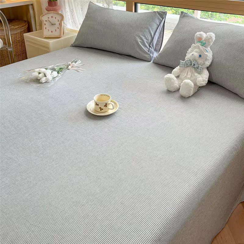 Nouvel ensemble de draps rayés à carreaux japonais 3 pièces, kit de couvre-lit simple uni doux et la