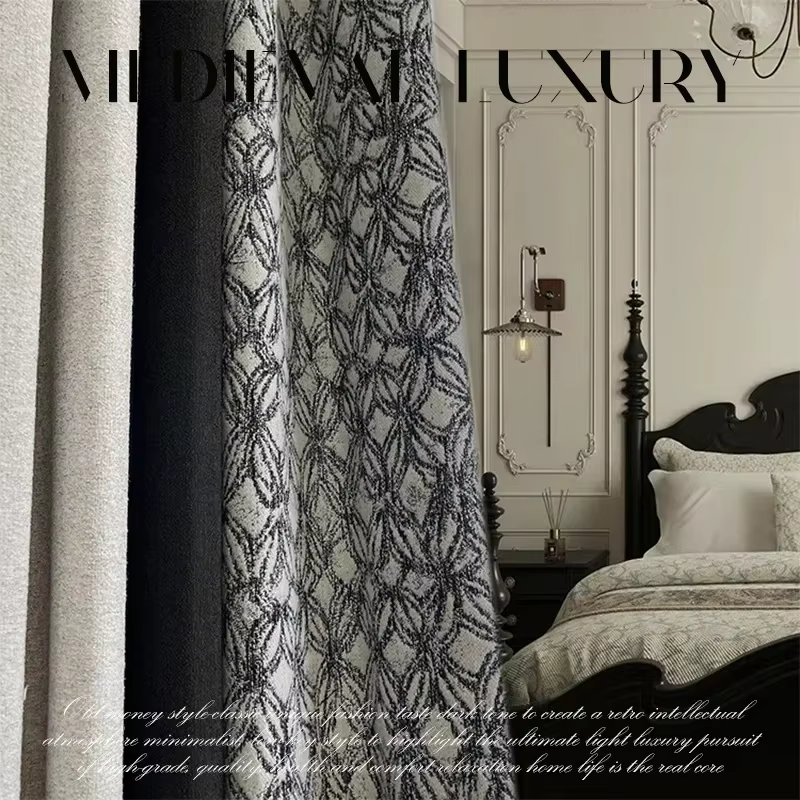 Rideaux français haut de gamme gris noir et blanc, pour salon, chambre à coucher, moderne, Simple, m