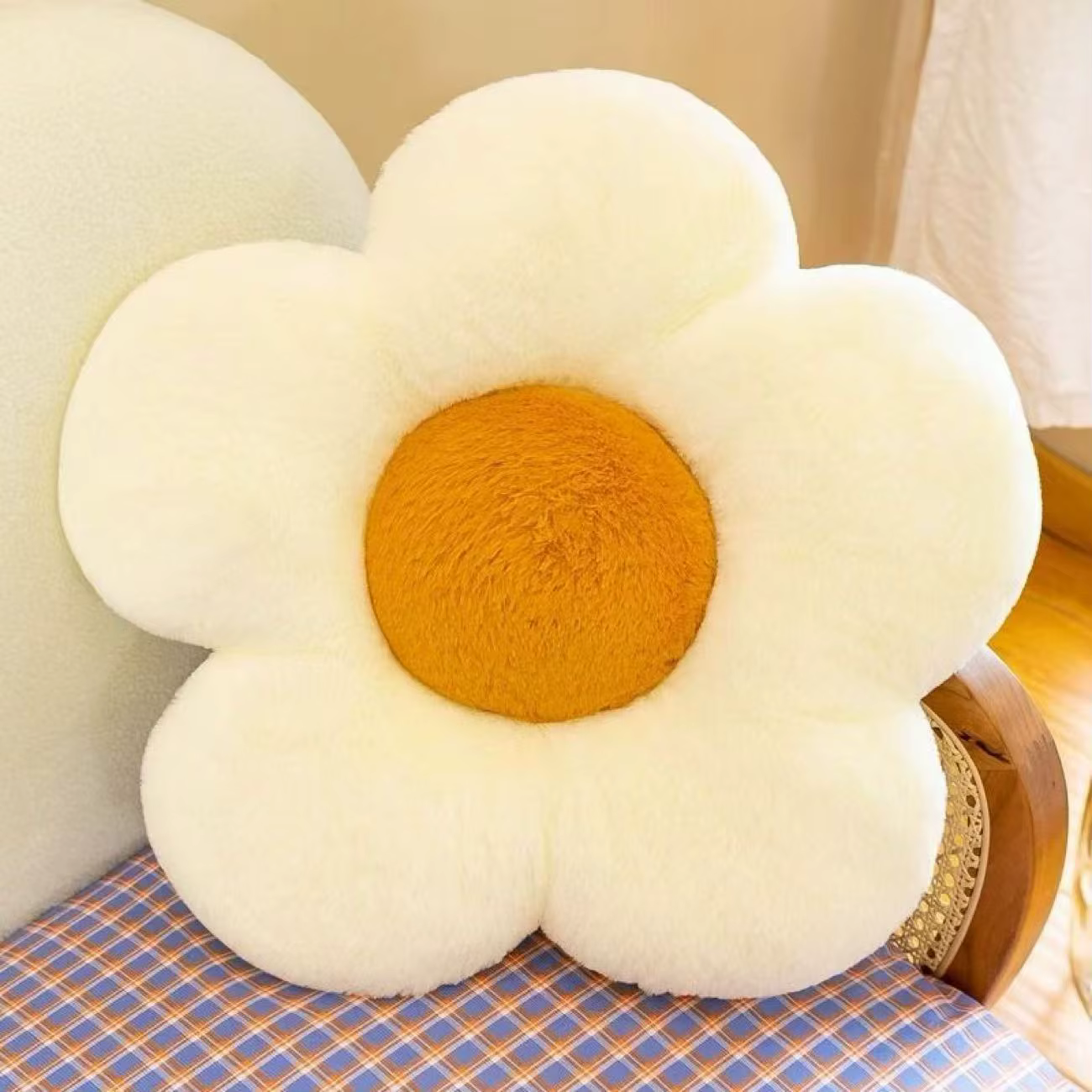 Coussin en peluche fleur mignonne 43CM, tournesol super doux, coussin de chaise, oreiller de canapé,