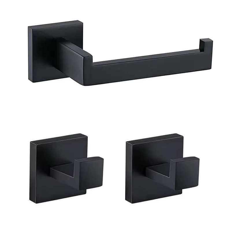 Ensemble d'accessoires de salle de bain noir mat en acier inoxydable SUS304, porte-papier toilette, 