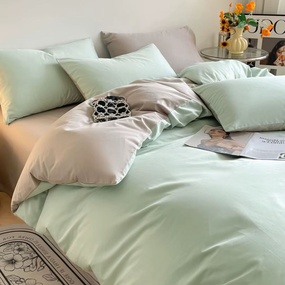 Housse de couette 100% coton égyptien, 400 fils/cm², couleur unie, avec fermeture éclair et attaches
