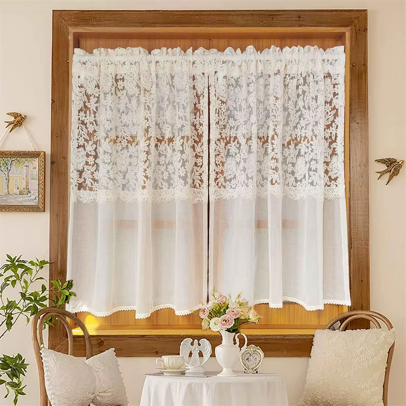 Rideaux français en dentelle à fleurs 3D, pour chambre à coucher, cuisine, Romance française, rideau