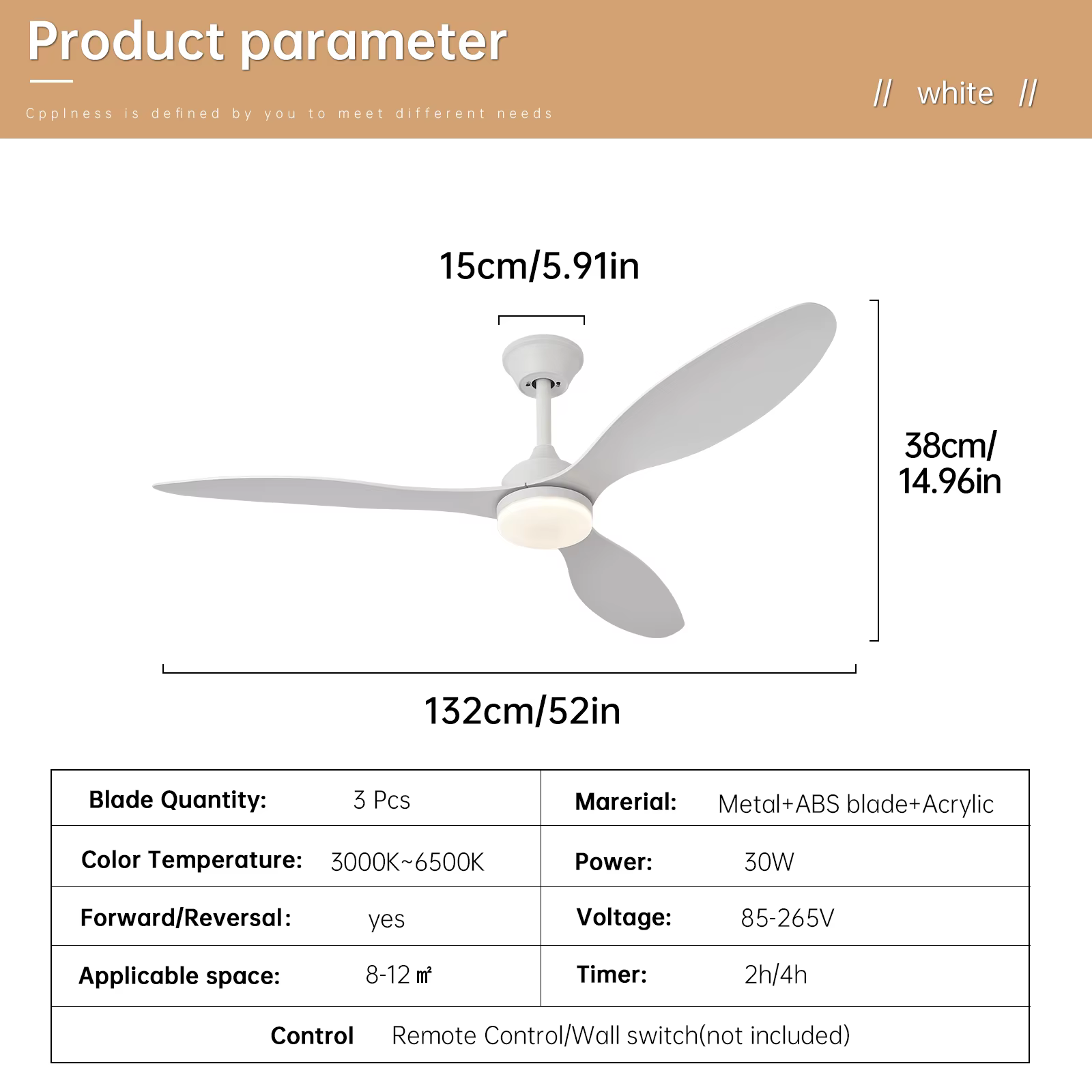 Ventilateur de plafond avec lumière, ventilateur de plafond à profil bas de 25 pouces/42 pouces/52 p