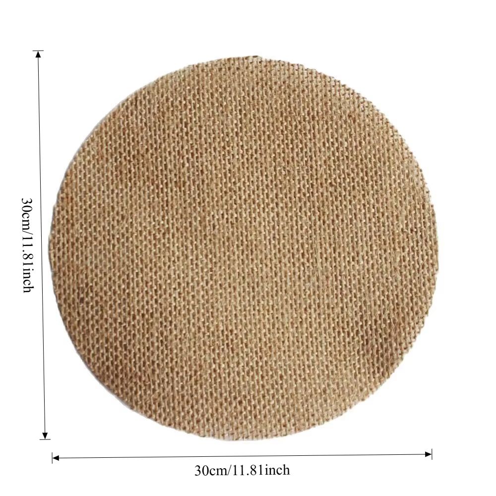 Set de table rond en lin et jute de 30 cm pour la table à manger, les tasses à thé, les assiettes, p